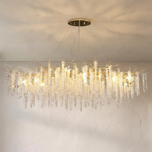 Elegant Crystal Icicle Chandelier in Branch Style for Dining Table Use