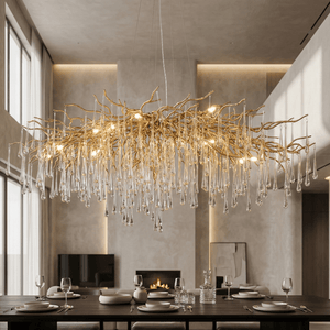 Lukas Oval Branching Brass Linear Teardrop Chandelier - view 9