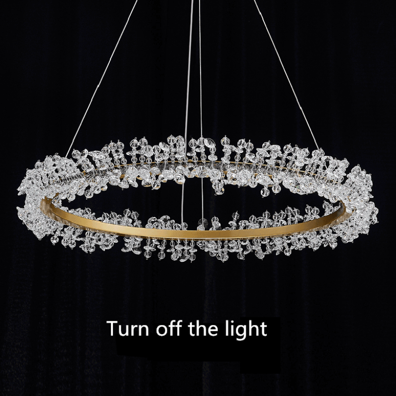 Exquisite Ring Crystal Golden Round Chandelier - view 10