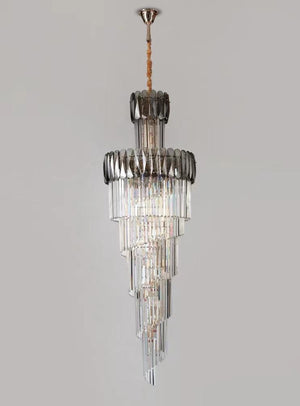 Luxury Extra Large Foyer Spiral Staircase Chandelier Long Crystal Ceiling Light Fixture For Living Room Hall Entrance - view 8