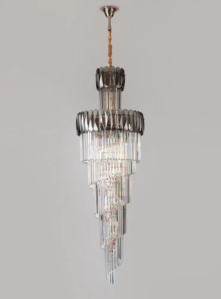 Luxury Extra Large Foyer Spiral Staircase Chandelier Long Crystal Ceiling Light Fixture For Living Room Hall Entrance - view 8