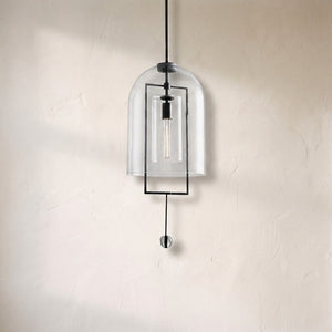 Fable Glass Pendant Light 28"H, 32"H, solid brass