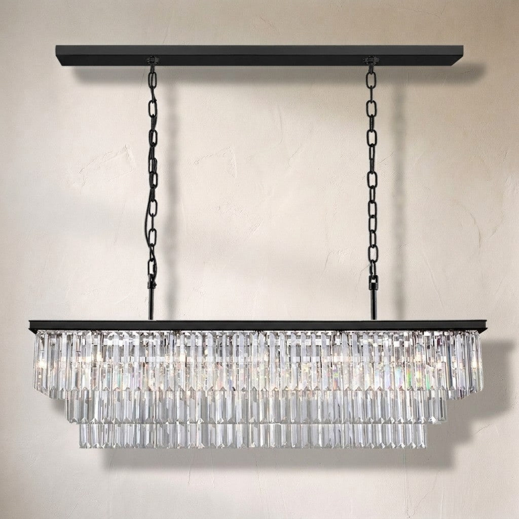 Falria 3-Tier Crystal Rectangular Chandelier, three-tier - view 5