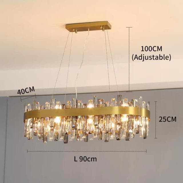 Elegance Rectangle Golden Lamp frame Crystal Chandelier 32" / 47", rectangular - view 7