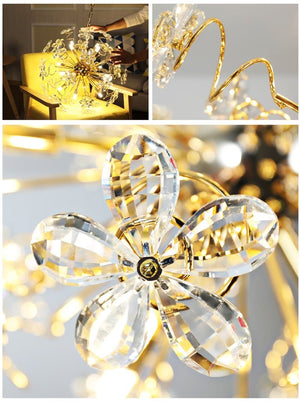 Faceted Crystal Petal Dandelion Chandelier 24" - view 16