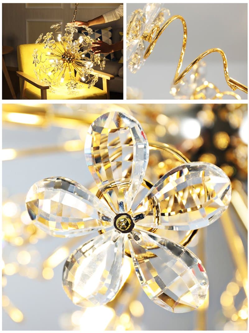 Faceted Crystal Petal Dandelion Chandelier 24" - view 16