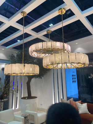 Modern Round Alabaster Chandelier for Living Room/Bedroom - view 2