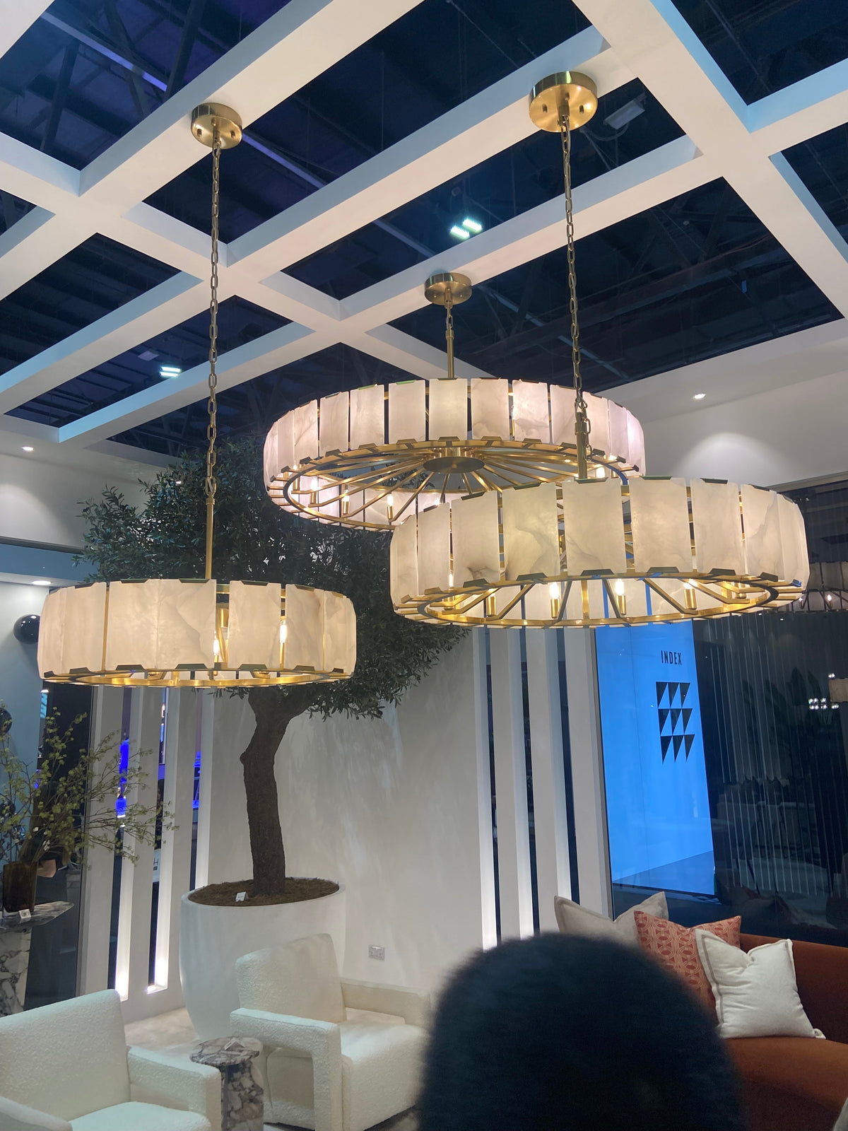 Modern Round Alabaster Chandelier for Living Room/Bedroom - view 2