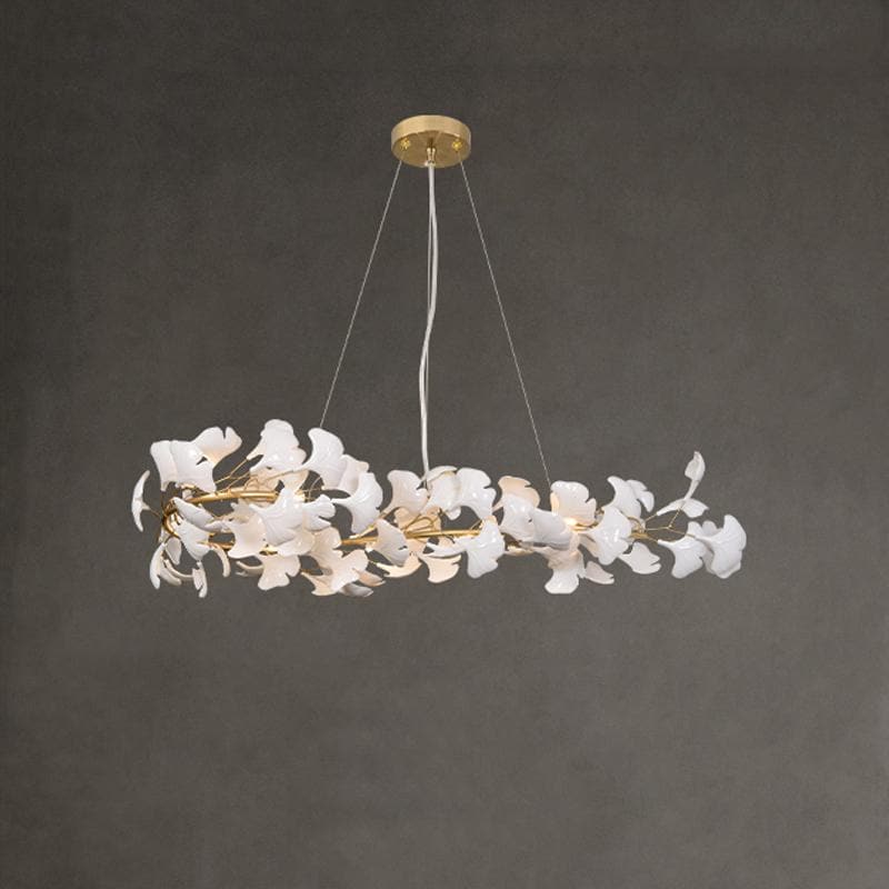 Long Modern Ceramic Ginkgo Tree Petal Chandelier Diameter 35" - view 2