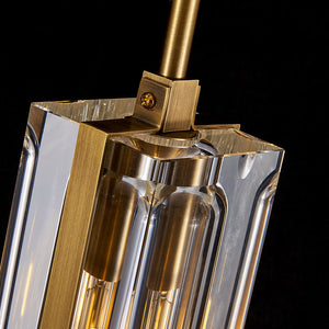 Golden Rectangular Crystal  Pendant Lighting - view 9