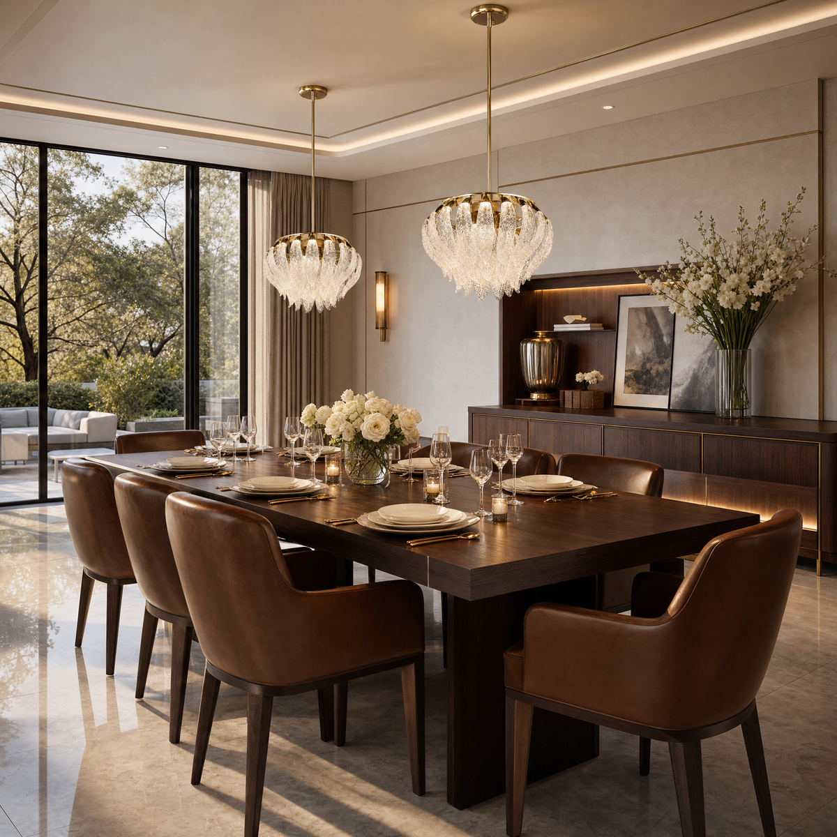 Floral Glory Modern Sculptural Pendant Light, stainless steel in light gold - view 5