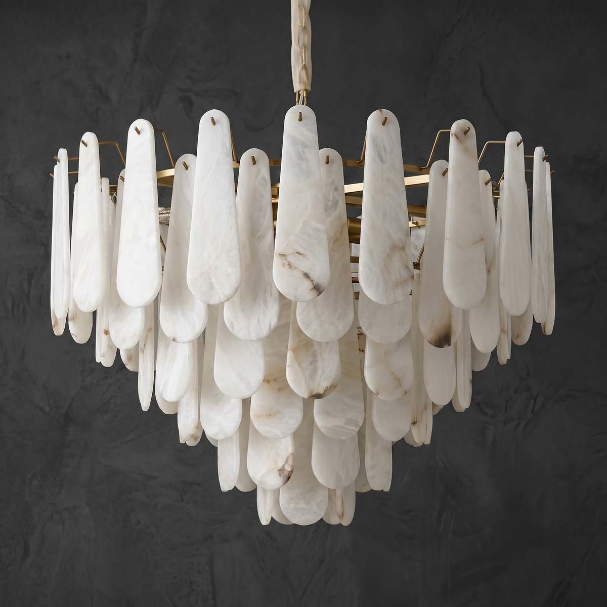 Hollis Modern Alabaster Tiered Chandelier - view 2