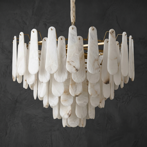 Hollis Modern Alabaster Tiered Chandelier - view 2