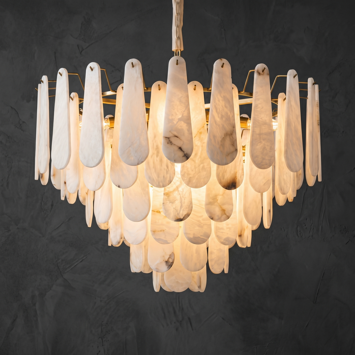 Hollis Modern Alabaster Tiered Chandelier
