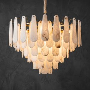 Hollis Modern Alabaster Tiered Chandelier
