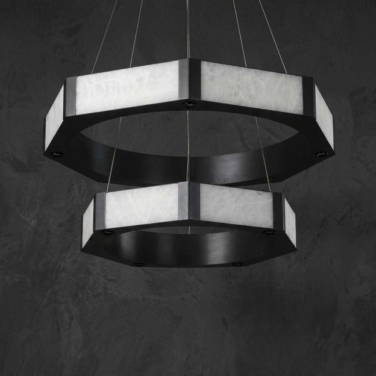 Facetra Hexagonal Black Ring Chandelier - view 2