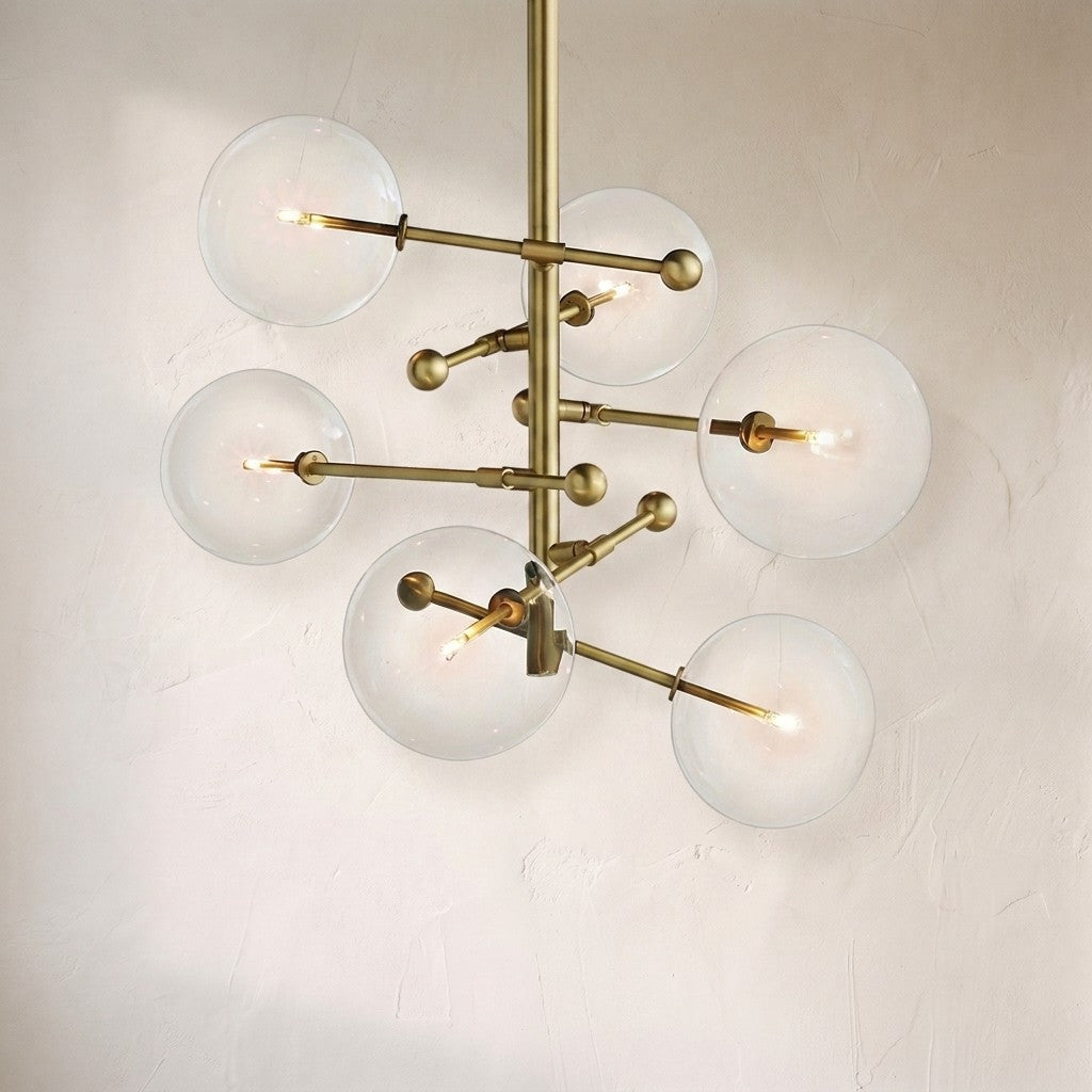 Glass Globe Mobile Six-Arm Chandelier 40"