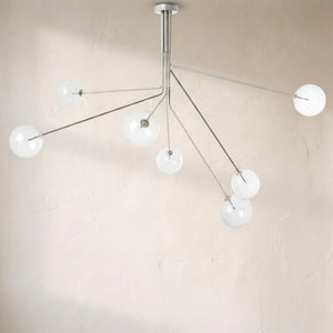Glass Globe Modern Brass Chandelier - Nickel