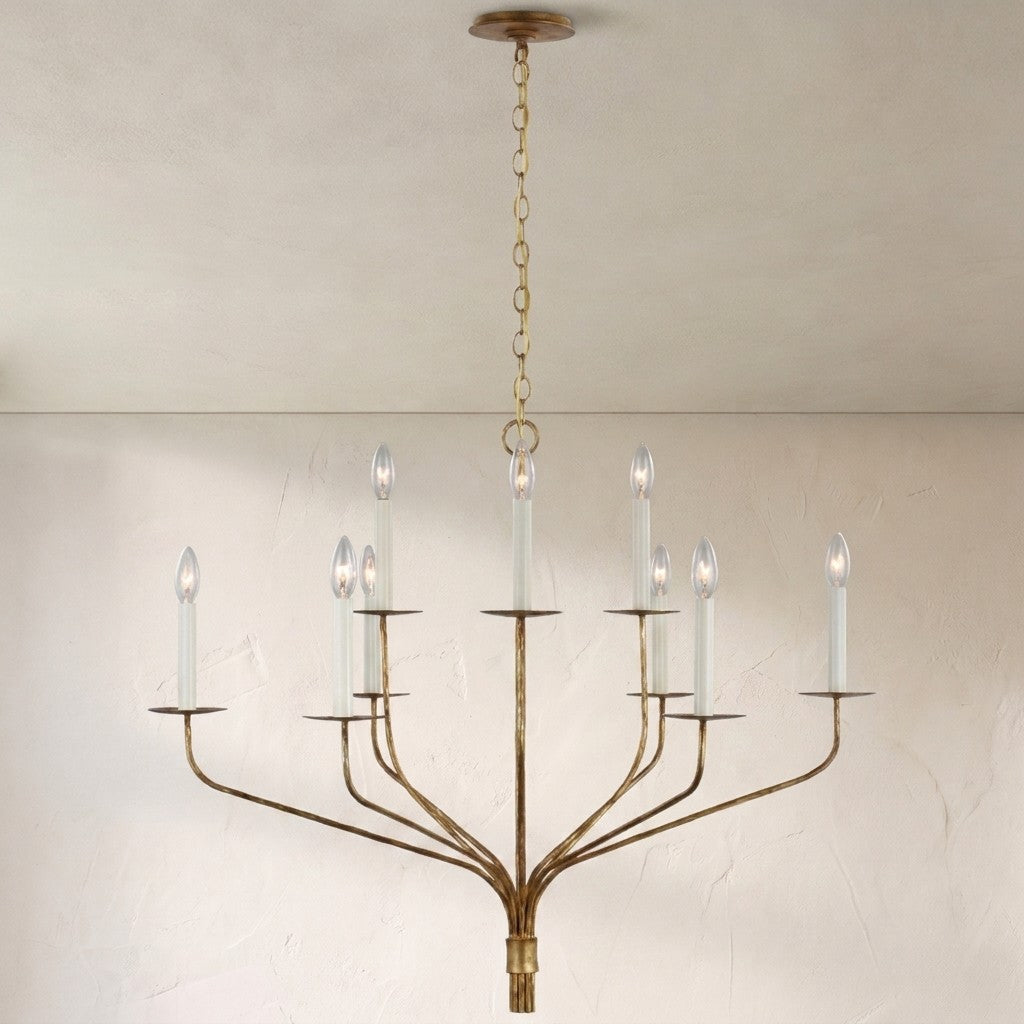 Ian K. Fowler Belfair Large Two-Tier Chandelier in Gilded Iron Ceiling Light W36.25" x H29.5"