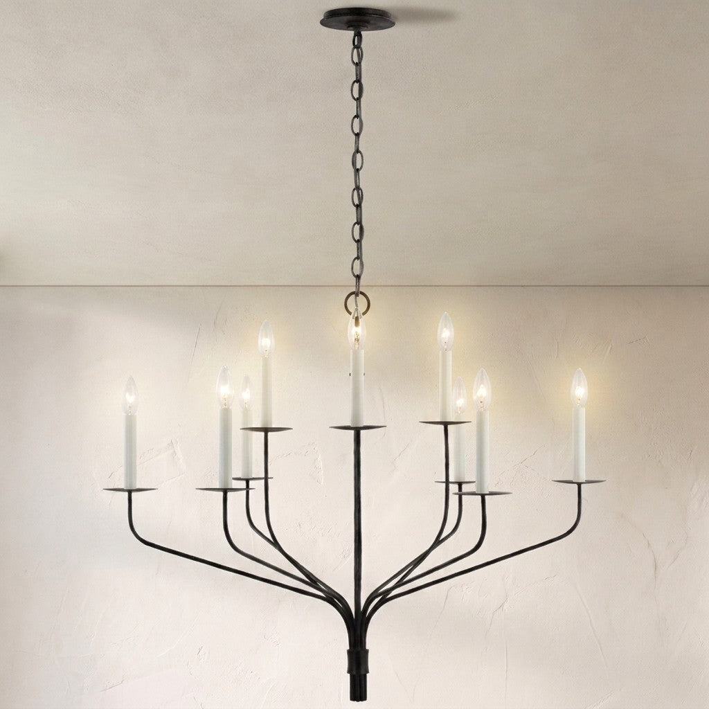 Ian K. Fowler Belfair Large Two-Tier Chandelier in Aged Iron Ceiling Light W36.25" x H29.5"