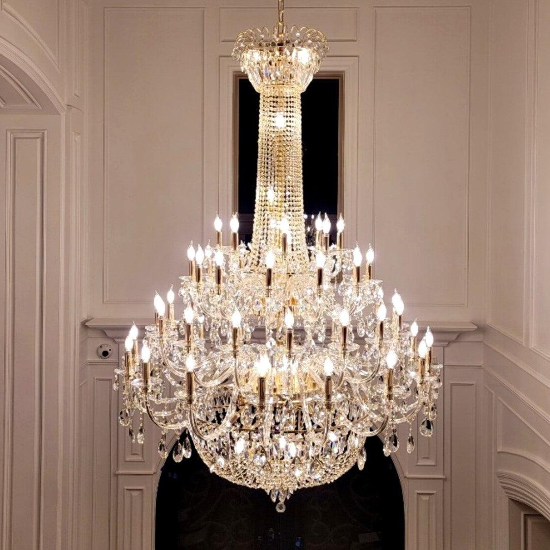 Extra Large European-style Multi-layers Candle Luxury Crystal Chandelier Gold Art Foyer/Staircase Decorative Light Fixture - view 4