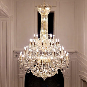 Extra Large European-style Multi-layers Candle Luxury Crystal Chandelier Gold Art Foyer/Staircase Decorative Light Fixture - view 4