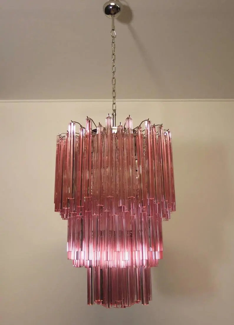 Murano-Style Chandelier – 184 prisms – Pink