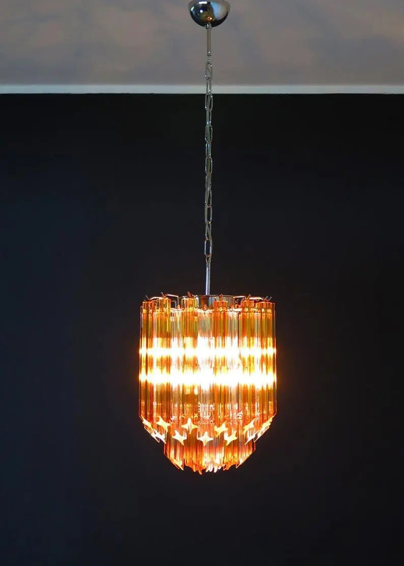 Murano-Style Chandelier – 47 prisms – Amber/Transparent