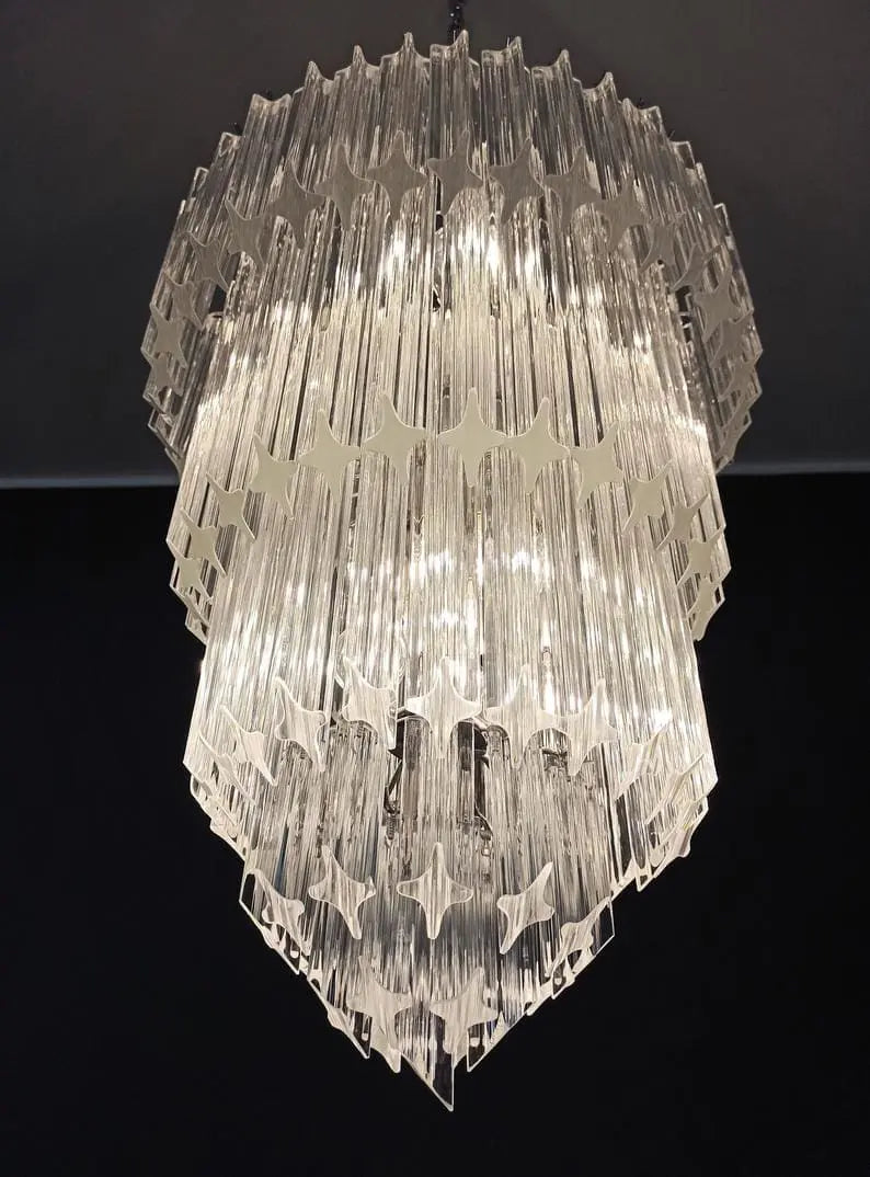 Murano-Style Chandelier – 112 prisms – Transparent