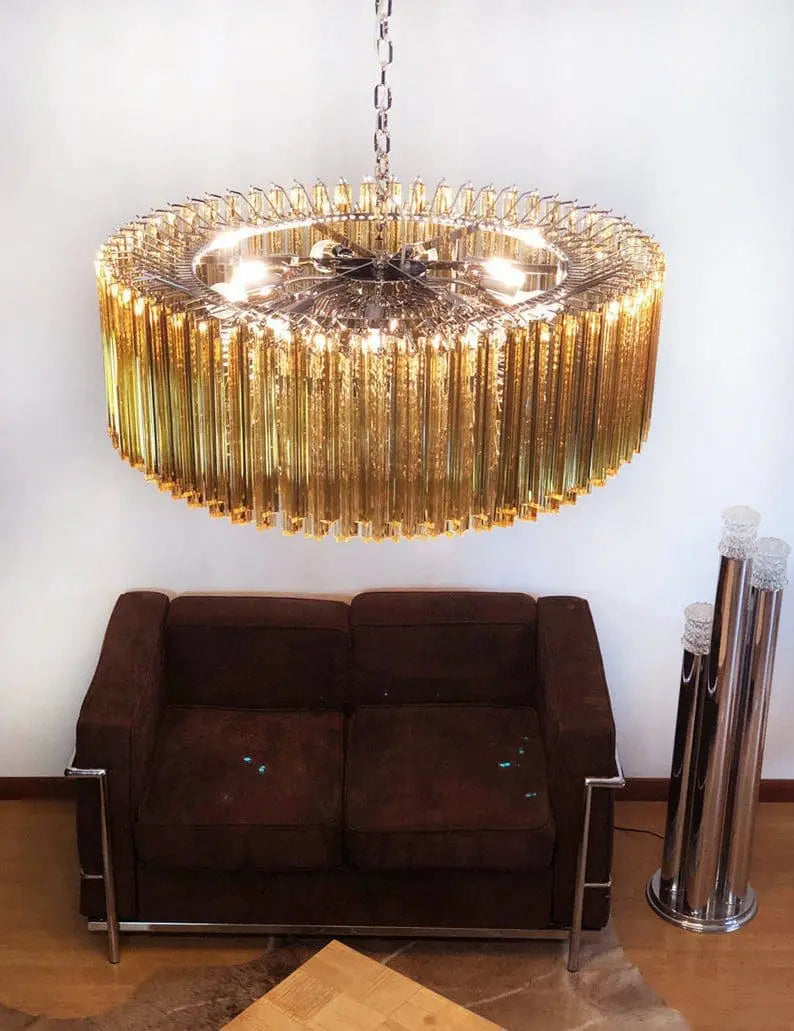 Murano-Style Chandelier – Triedri – 391 prisms – Amber