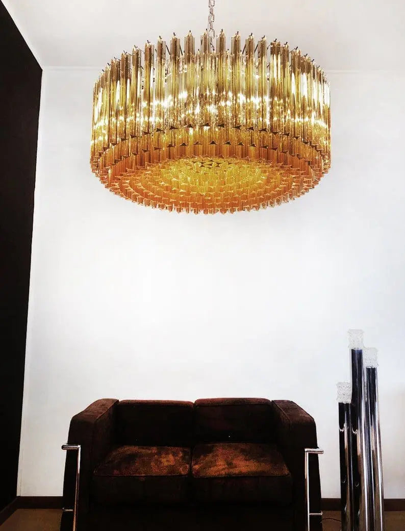 Murano-Style Chandelier – Triedri – 391 prisms – Amber