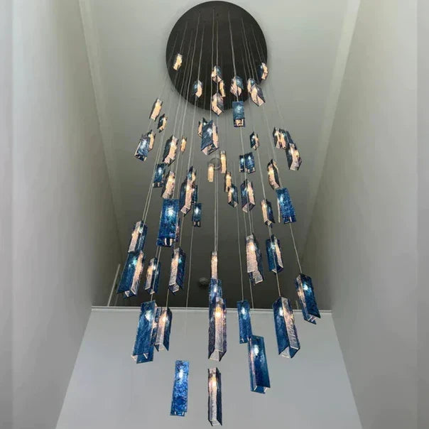 Art Design 1/25/60/84-Light Colorful Rectangle Cluster Glass Tile Pendant/Chandelier, rectangular