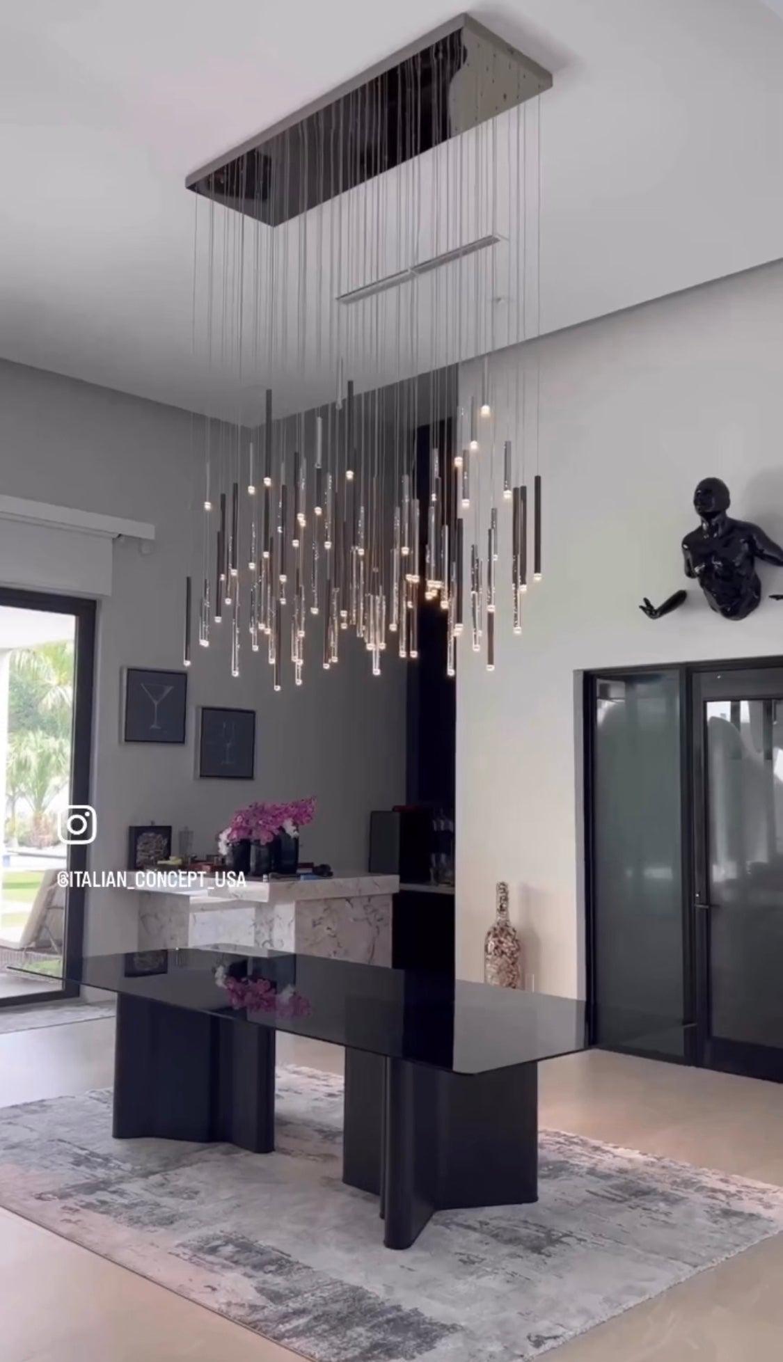 Bellini Rectangular Tubular Pendant Light Chandelier, crystal - view 15