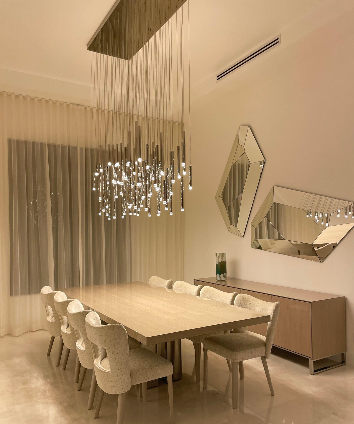 Bellini Rectangular Tubular Pendant Light Chandelier, crystal - view 17