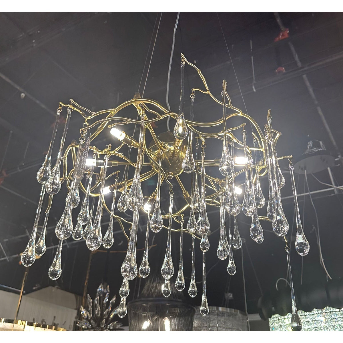 Dawn Teardrop Branch Brass Round Chandelier - view 27