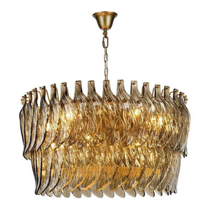 Firoze Glass Leaf Tiered Chandelier - view 3