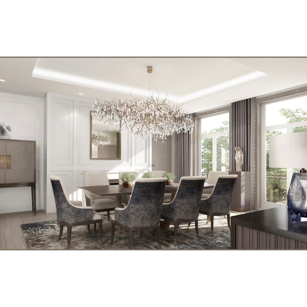 Le Saint Branch Brass Linear Teardrop Chandelier - view 4