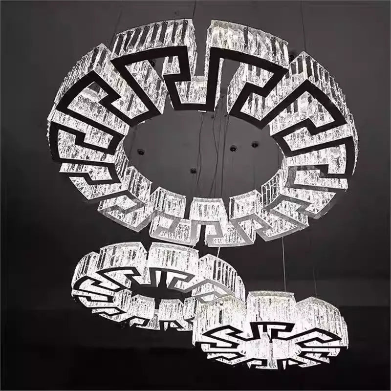 Modern Round Gear/Rectangular Mazes Crystal Chandelier - view 5