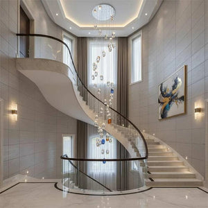 Modern Floating Clear/Blue/Amber Irregular Crystal Chandelier for High-ceiling - view 2