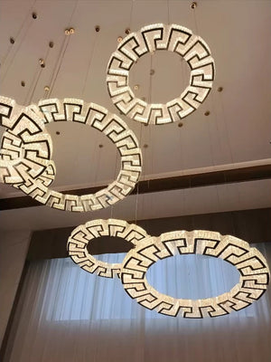 Modern Round Gear/Rectangular Mazes Crystal Chandelier