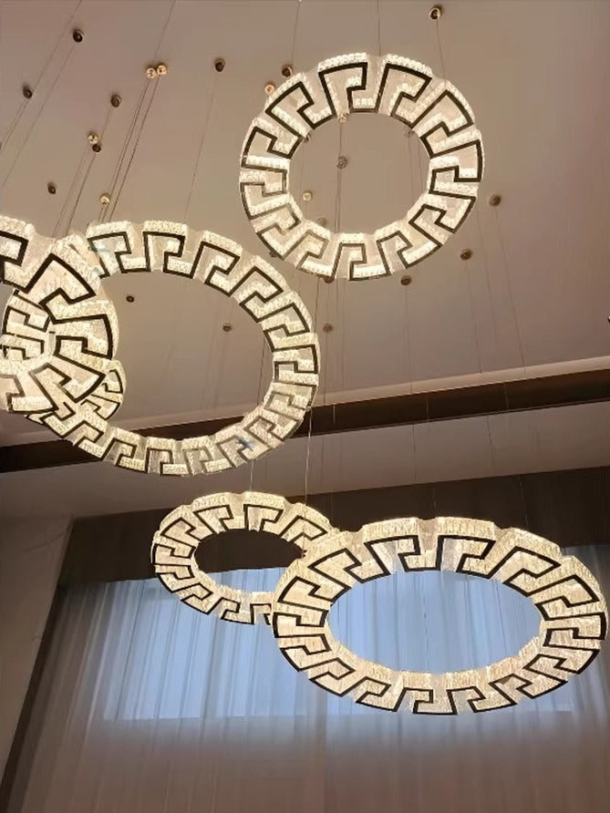 Modern Round Gear/Rectangular Mazes Crystal Chandelier