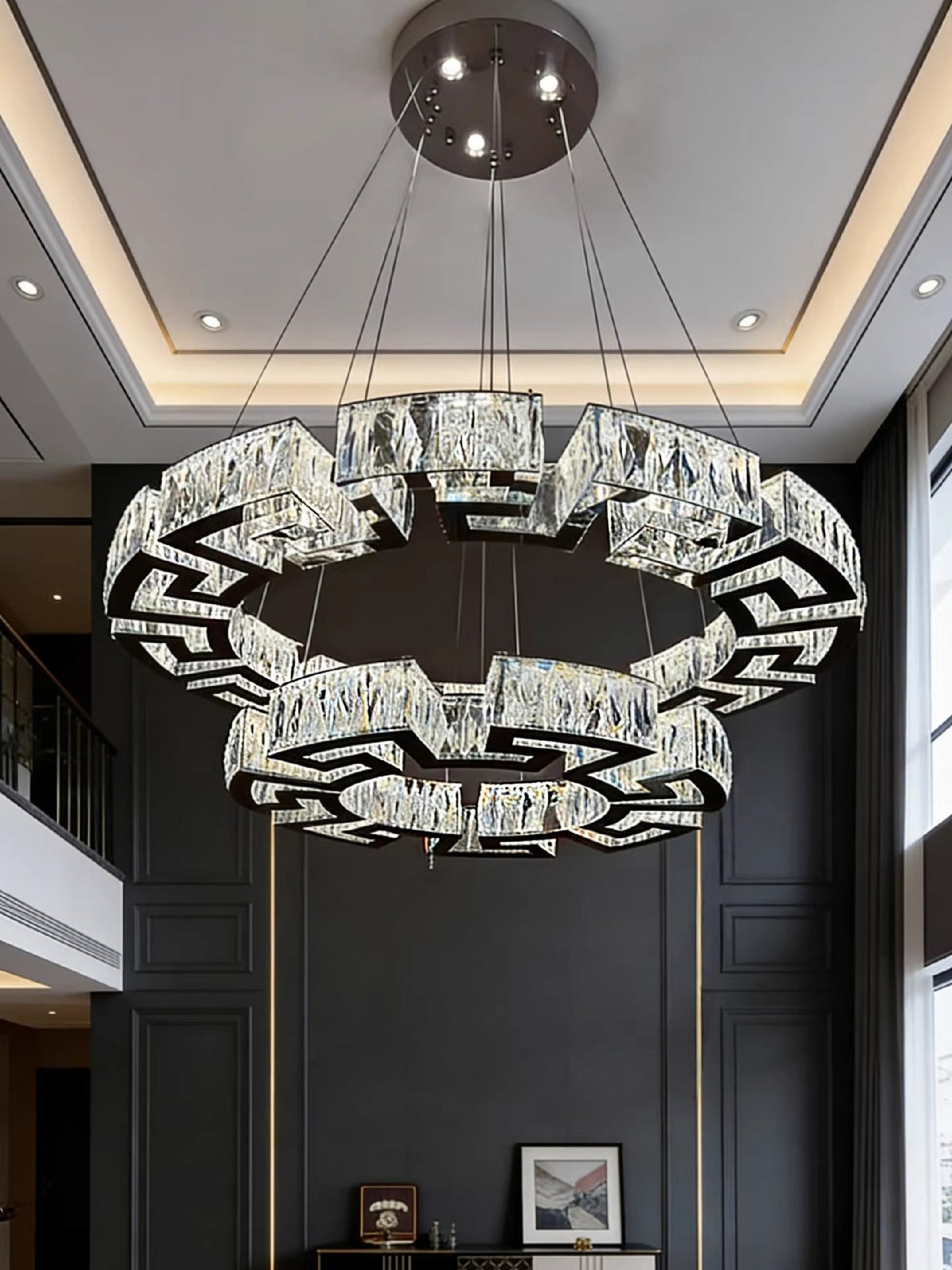 Modern Round Gear/Rectangular Mazes Crystal Chandelier - view 10