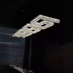 Modern Round Gear/Rectangular Mazes Crystal Chandelier - view 2