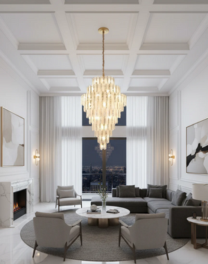 Modern Feather Crystal Chandelier in Chrome/Gold Finish for High/Low-ceiling - view 3