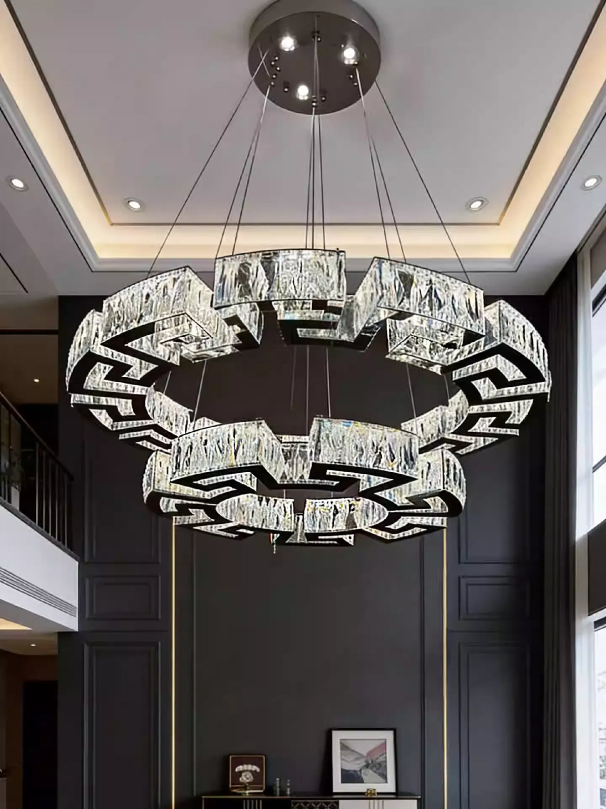 Modern Round Gear/Rectangular Mazes Crystal Chandelier - view 4