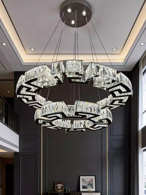 Modern Round Gear/Rectangular Mazes Crystal Chandelier - view 4