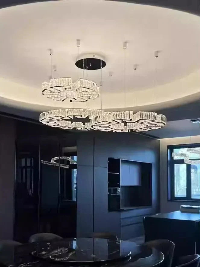 Modern Round Gear/Rectangular Mazes Crystal Chandelier - view 7