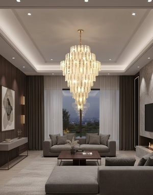 Modern Feather Crystal Chandelier in Chrome/Gold Finish for High/Low-ceiling - view 2