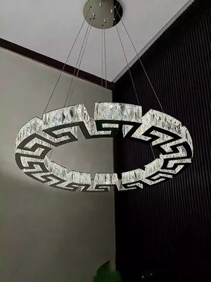 Modern Round Gear/Rectangular Mazes Crystal Chandelier - view 3