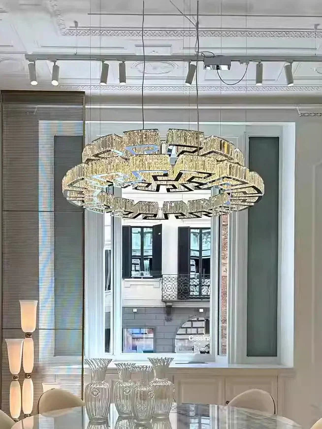 Modern Round Gear/Rectangular Mazes Crystal Chandelier - view 8